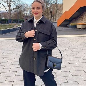 Shacket jacket black H&M bloggers